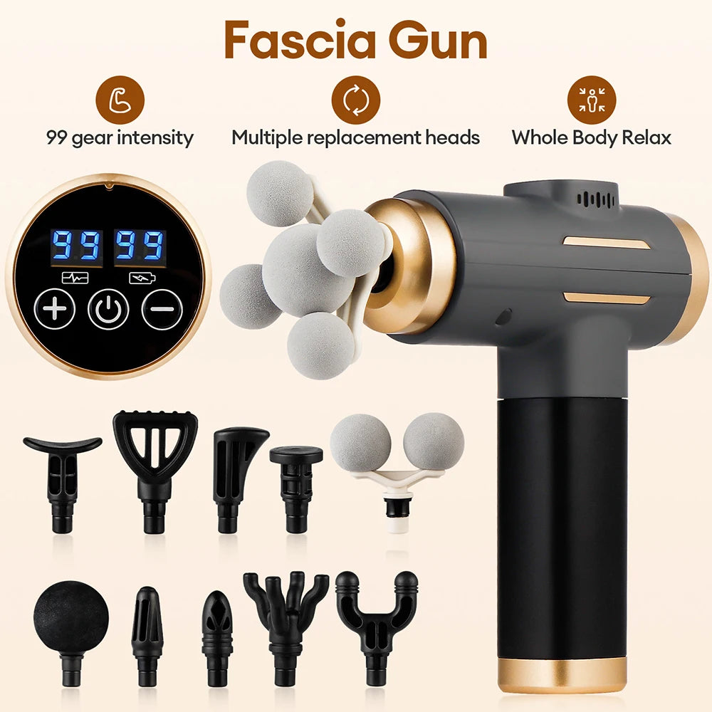 Pistolet de massage électrique 11 en 1 à 99 niveaux
